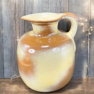 Vintage Frankoma Pottery Pitcher Jug Dessert Sand Glaze Large Brown Ceramic USA